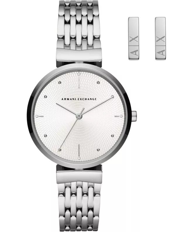 ARMANI EXCHANGE AX7117 WOMEN’S MEDIUM STAINLESS STEEL WATCH AND EARRING SET - deluxe.com.ng
