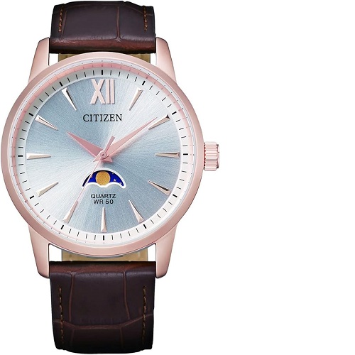 CITIZEN AK5003-05A QUARTZ MEN’S MOON PHASE ELEGANT LEATHER WATCH- deluxe.com.ng