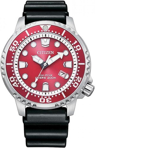 CITIZEN BN0159-15X MEN’S ECO-DRIVE DIVERS RED DIAL RUBBER STRAP WATCH- deluxe.com.ng