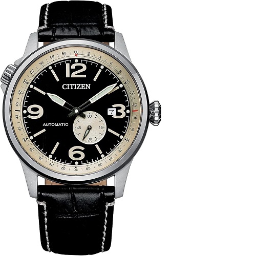 CITIZEN NJ0140-17E MEN’S AUTOMATIC BLACK DIAL, LEATHER WATCH - deluxe.com.ng