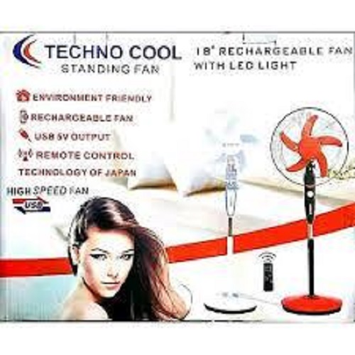 TECHNOCOOL 18 INCHES RECHARGEABLE STANDING FAN - deluxe.com.ng