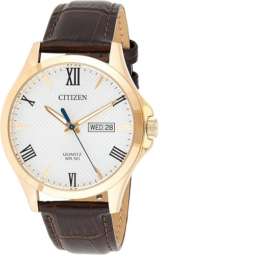 CITIZEN BF2023-01A MEN’S BROWN LEATHER CLASSIC WATCH - deluxe.com.ng
