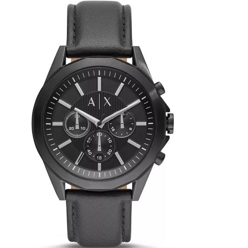  ARMANI EXCHANGE AX2627 DREXLER MEN’S CHRONOGRAPH BLACK LEATHER WATCH - deluxe.com.ng