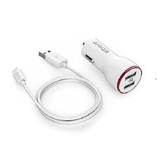 Anker 24W PowerDrive 2 |B2310012| Dual USB Car Charger + 3ft Micro USB – Black - deluxe.com.ng