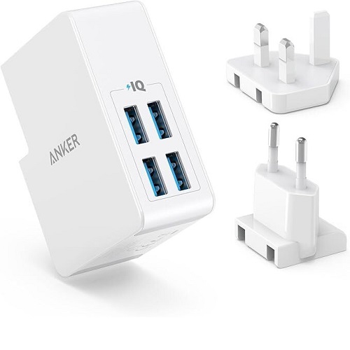 Anker 27W PowerPort 4 Lite 4-Port USB Wall Charger White |A2042321|  deluxe.com.ng