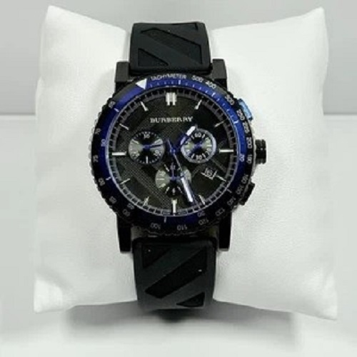 BURBERRY EXCLUSIVE DESIGNERS WRISTWATCH WITH BLACK RUBBER HANDS AND BLACK SCREEN (SAWW) - deluxe.com.ng
