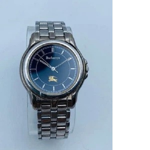 BURBERRY EXCLUSIVE DESIGNERS WRISTWATCH WITH NAVY BLUE RUBBER HANDS AND SILVER | BLACK SCREEN (SAWW) - deluxe.com.ng