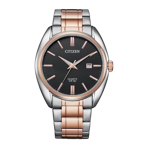 CITIZEN BI5104-57E MEN’S BLACK DIAL ROSE GOLD TWO TONE BRACELET WATCH - deluxe.com.ng