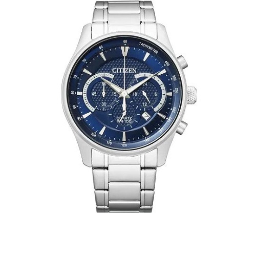 CITIZEN AN8190-51L MEN’S CHRONOGRAPH QUARTZ BLUE DIAL STAINLESS STEEL WATCH - deluxe.com.ng