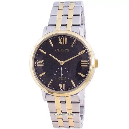 CITIZEN BE9176-76E MEN’S SLEEK BLACK DIAL TWO-TONE BRACELET SMALL WATCH - deluxe.com.ng