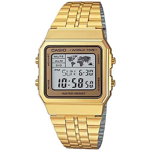 CASIO GENTS A500WGA-9DF METAL BASIC DIGITAL WORLD TIME SMALL WATCH - Deluxe.com.ng
