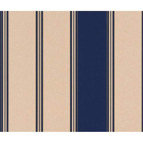 BLUE AND GOLD RASCH STRIPE WALLPAPER - 280326