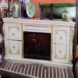QUALITY DESIGNED WHITE FIRE PLACE TV STAND - AVAILABLE (CHIN) - DELUXE.COM.NG