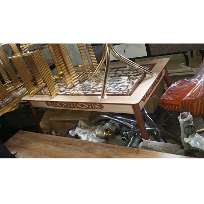 CREAM & BROWN CENTER TABLE WITH BROWN LEGS (1530)