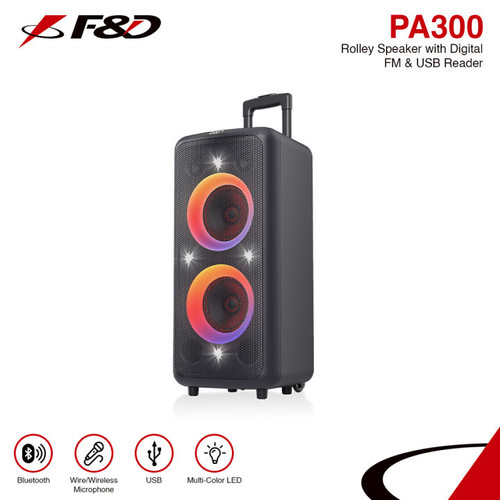 F&D PA300 100 Watt Wireless Bluetooth Party Speaker (Black)