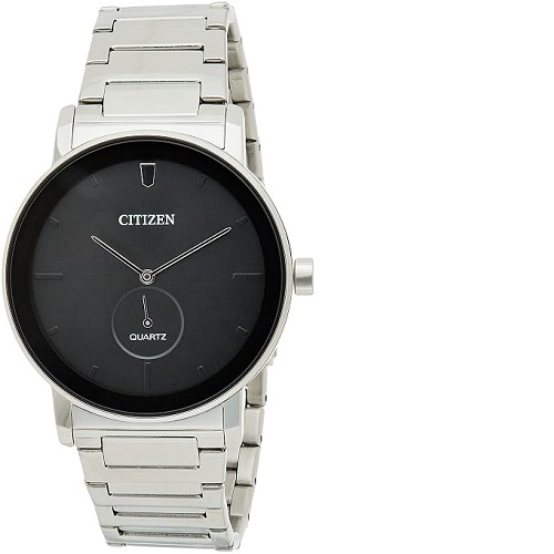 CITIZEN BE9180-52E MEN’S ANALOG BLACK DIAL SILVER BRACELET WATCH - deluxe.com.ng