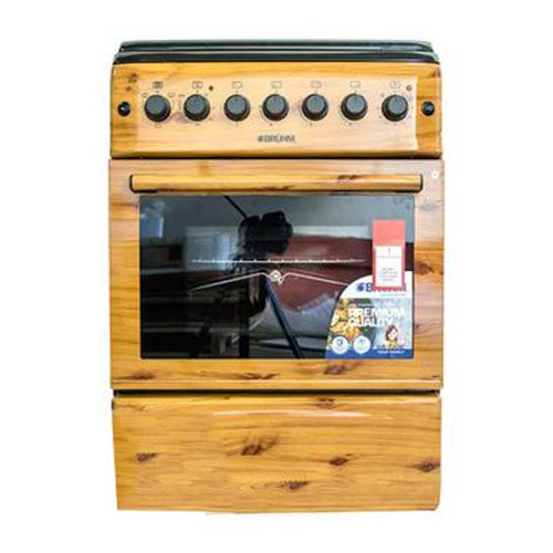  BRUHM 60X60 3 Gas + 1 Electric Gas Cooker with  Wooden Finish | BGC-6631SN- deluxe.com.ng