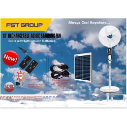 FST GROUP 18 Inches RECHARGEABLE FAN WITH SOLAR PANEL 8018 deluxe.com.ng