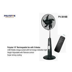 POLYSTAR 18″ RECHARGEABLE STANDING FAN  PV-3018B-USB - deluxe.com.ng