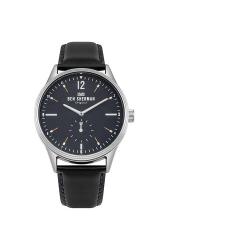 BEN SHERMAN WB015UB MEN'S SPITALFIELDS VINYL GEO BLACK LEATHER WATCH - deluxe.com.ng