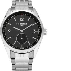 BEN SHERMAN WB052BSM MEN'S CARNABY DRIVER SILVER STAINLESS STEEL BRACELET WATCH - deluxe.com.ng