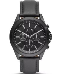  ARMANI EXCHANGE AX2627 DREXLER MEN’S CHRONOGRAPH BLACK LEATHER WATCH - deluxe.com.ng