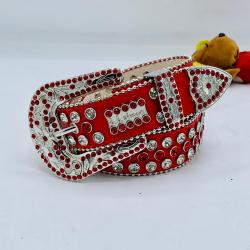 EXQUISITE RED & SILVER DESIGNER'S BELT WITH RED & SILVER SHINY STONES