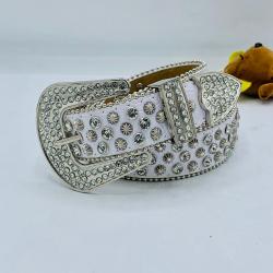 EXQUISITE SILVER & WHITE DESIGNER'S BELT WITH SILVER SHINY STONES