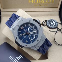 HUBLOT GENEVE EXCLUSIVE WRISTWATCH WITH BLUE RUBBER HANDS AND GREY HEAD (SAWW) - DELUXE.COM.NG