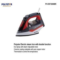 Polystar Iron | PV-DST2000BR ELectric Steam Pressing Iron With Double Function -Red Colour - deluxe.com.ng