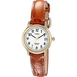 TIMEX T2J761 WOMEN’S EASY READER INDIGLO BROWN LEATHER SMALL WATCH
