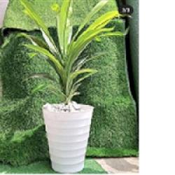 WHITE PLASTIC FLOWER POT WITH DESIGN & ROUND BASE (ONYF) - DELUXE.COM.NG