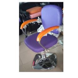 PURPLE SALON CHAIR WITH SILVER BASE, WOODEN ARM (BLEIN)