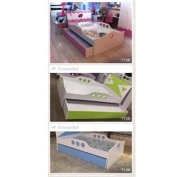 WHITE & GREEN BED WITH DRAWER(1530)