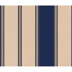 BLUE AND GOLD RASCH STRIPE WALLPAPER - 280326