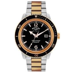 ROTARY GB90096/04 MEN'S OCEAN AVENGER SWISS MADE ROSE GOLD TWO TONE BRACELET MEDIUM SIZE WATCH