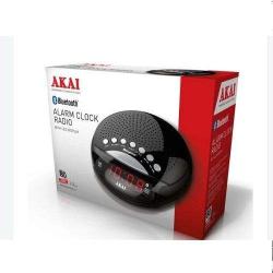 AKAI AM / FM Bluetooth Alarm Clock Radio - Black-deluxe.com.ng