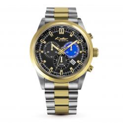 KOLBER GENEVE K9056211352 MEN’S CHRONOGRAPH ROUND BLACK DIAL TWO TONE STEEL WITH YELLOW GOLD WATCH