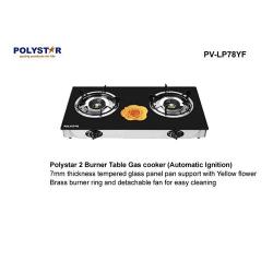 Polystar 2 BURNER TABLE GAS COOKER WITH TEMPERED GLASS TOP | PV-LP78YF - deluxe.com.ng