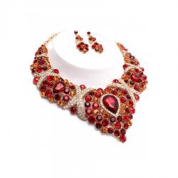Ruby Red Crystal Necklace Set