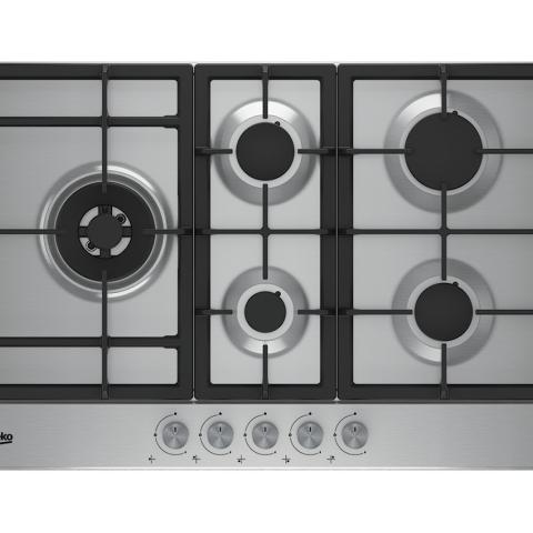 BEKO 90CM 4+1 GAS ON STAINLESS STEEL HOB HQAW 75225 SX - deluxe.com.ng