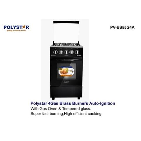 Polystar 50x60 4 Brass Burners Gas Cooker with Oven | PV-BS55G4A - deluxe.com.ng