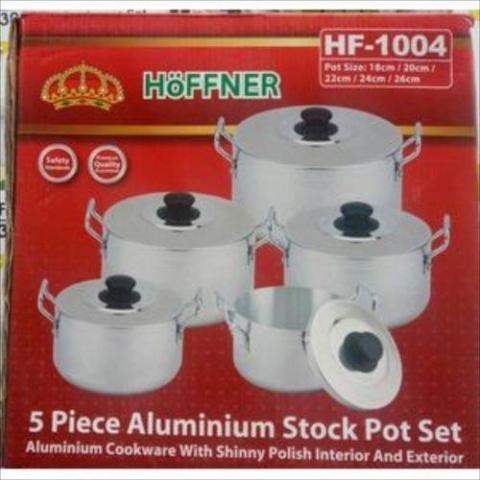 Hoffner 5 In 1 Aluminium Stock Pot Cookware Set(5set)-deluxe.com.ng