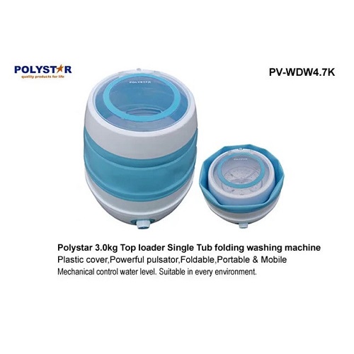 Polystar 3kg Foldable  Single Tub Washing Machine with Plastic Cover | PV- WDW4.7K - deluxe.com.ng