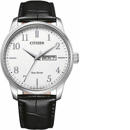 CITIZEN BM8550-14A MEN’S ECO-DRIVE WHITE DIAL BLACK LEATHER WATCH - deluxe.com.ng
